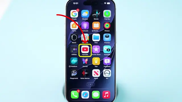 Open YouTube app to manage search history settings.