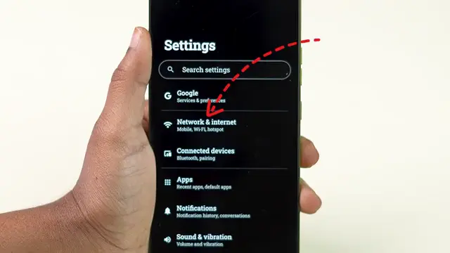 Navigate to Network and Internet Navigate to Network & Internet in Settings.