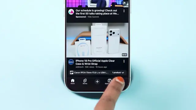 Settings icon in the top right corner of the YouTube app.