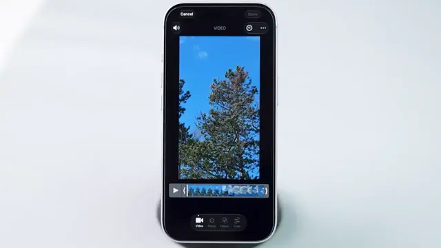 Previewing video on iPhone using the play button.