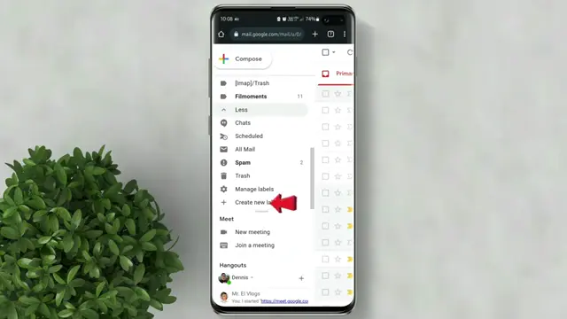 Creating a new label in Gmail.