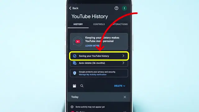 Turn Off Saving History Choose to turn off saving history in YouTube.