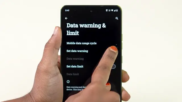 Configure Data Warning and Limit Configure Data Warning and Limit settings.