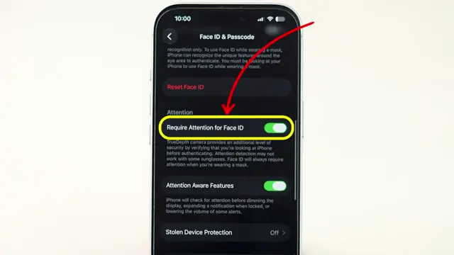 Turn Off Attention Aware Features Turning off attention aware features in iPhone Face ID settings