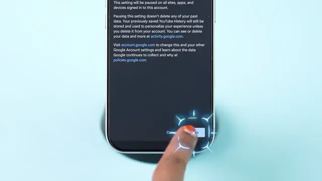 Confirmation Confirmation that YouTube search history will not be saved.