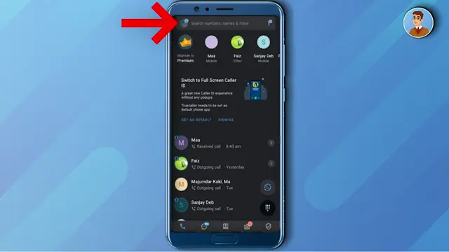 Access Profile Settings TrueCaller profile settings icon