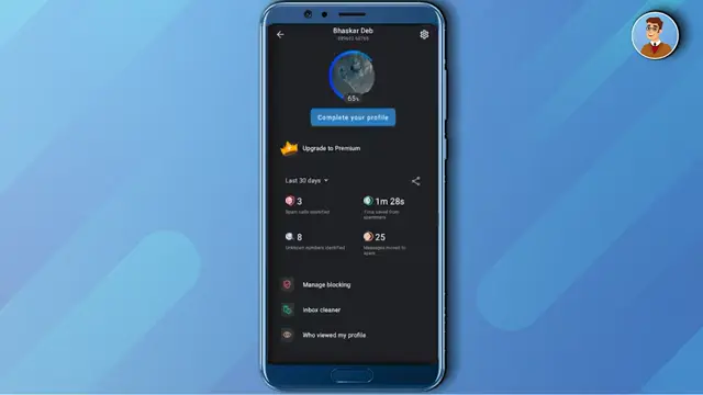 Go to Account Settings TrueCaller settings menu