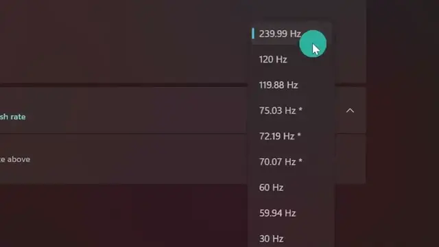 Configure Refresh Rates Advanced display settings for refresh rate configuration.