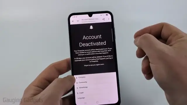 Understand the Deactivation Period Screenshot of Snapchat deactivation notice.
